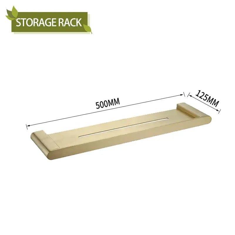 Modern gold brushed metal storage rack with integrated handle in decorbites bathroom accessories set for bathroom decor