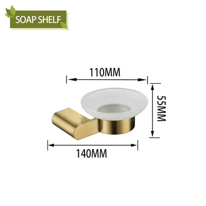 Modern gold brushed metal soap dish with translucent white glass bowl from decorbites bathroom accessories set