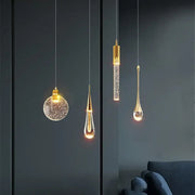 Modern gold bubble crystal chandelier dining room pendant light with gold-toned metal and clear glass bubble crystal shades