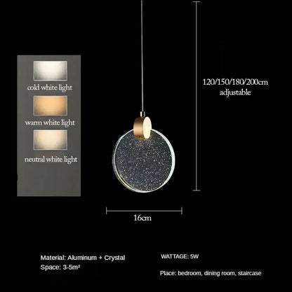 Modern gold bubble crystal pendant lights with a sparkling crystal face and aluminum fixture for living rooms