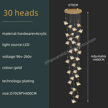 Modern gold butterfly acrylic chandelier with 30 translucent butterfly-shaped lights for living room decor by decorbites butterfly acrylic