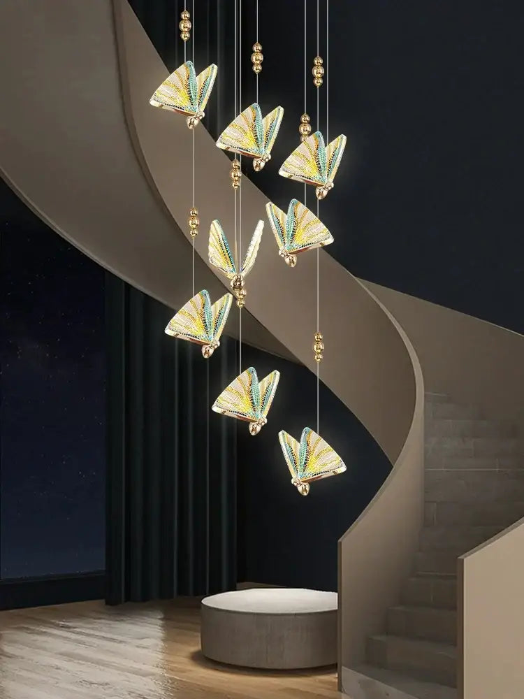 Modern gold butterfly acrylic chandelier with elegant gold-toned design and iridescent wings for living room decorbites butterfly acrylic lighting