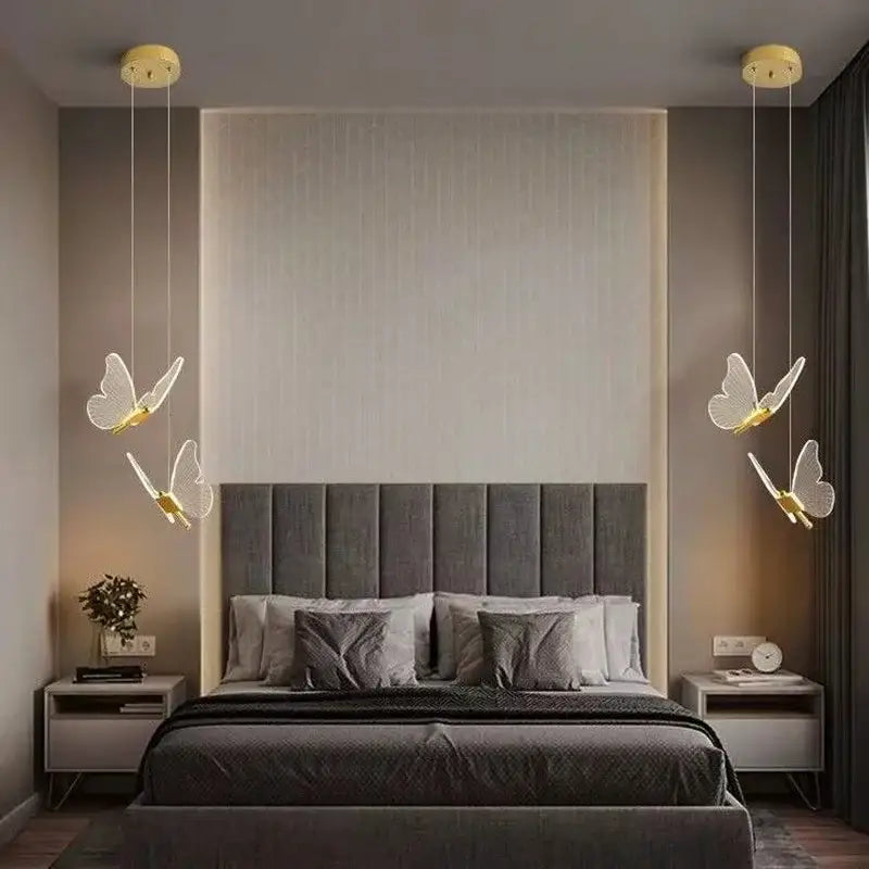 Modern gold butterfly acrylic led chandelier with translucent wings designed as decorbites butterfly acrylic pendant lights