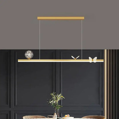 Modern gold butterfly chandelier pendant lamp with gold-toned linear design and decorative spherical accents for dining room decorbites butterfly chandelier pendant