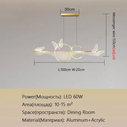 Modern gold butterfly chandelier pendant lamp with gold-toned aluminum and acrylic decorbites butterfly chandelier design
