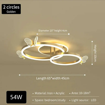 Modern gold butterfly crystal chandelier led ceiling light with two interlocking rings for dining room decorbites butterfly crystal