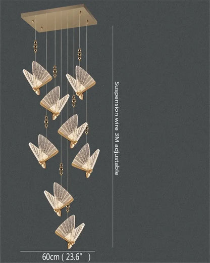 Modern gold butterfly led chandelier with intricate fan like wings and beaded accents for bedroom decorbites butterfly led