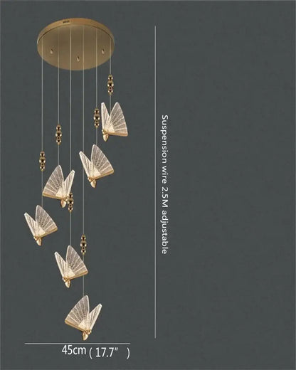 Modern gold decorbites butterfly led chandelier with translucent wings and beaded accents for bedroom lighting