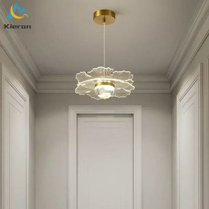 Modern gold butterfly led chandelier with gold-toned pendant light featuring translucent leaf design and frosted glass center decorbites butterfly led