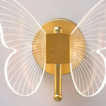 Modern gold butterfly nordic led wall lamp with translucent wings and central square light fixture for bedroom decorbites butterfly nordic