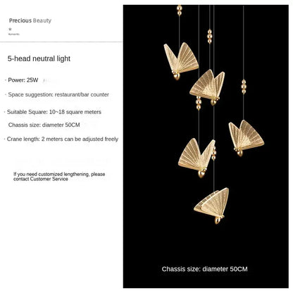 Modern gold butterfly pendant lamps with intricate fan patterns and beads perfect for bedroom led lighting fixtures