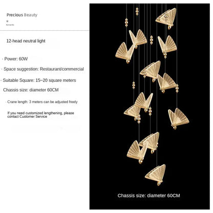 Modern gold butterfly pendant lamps featuring led lighting fixtures suspended from a central point for bedroom decorbites butterfly pendant lighting