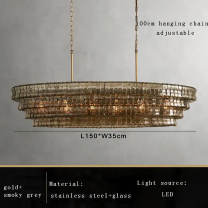 Modern gold cascading crystal pendant lights featuring brown glass pendant design in stainless steel for dining room decorbites brown glass