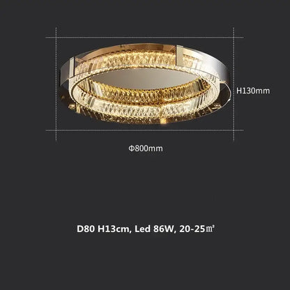 Modern gold and chrome crystal led ceiling lamp with double-ring design featuring crystal facets for luxury decorbites ceiling lamp