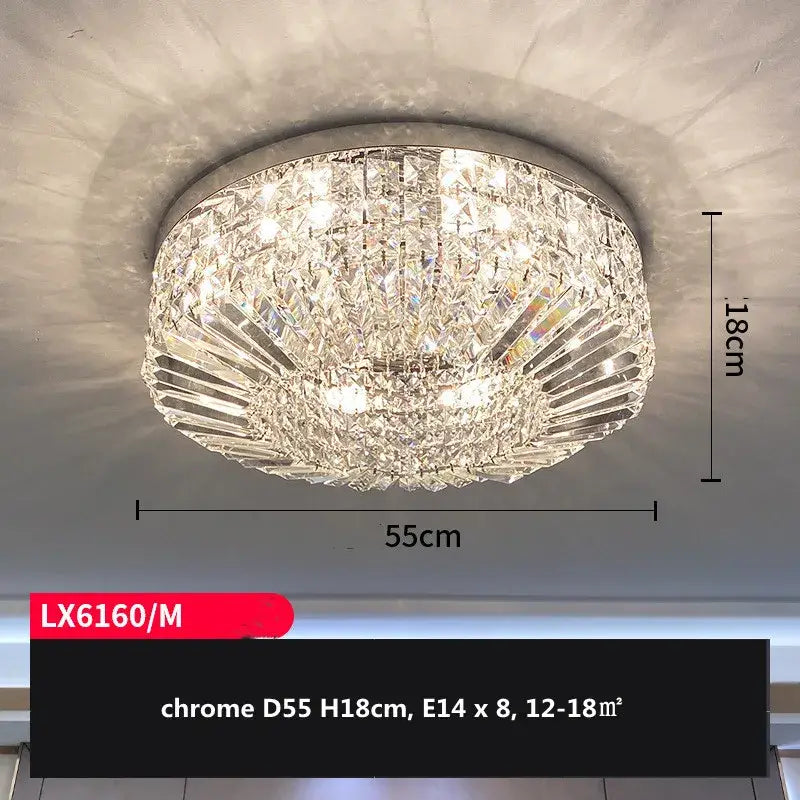 Modern gold and chrome crystal led ceiling lights with 8 e14 bulbs 55cm diameter for stylish living room decorbites crystal led