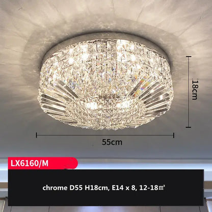 Modern gold and chrome crystal led ceiling lights with 8 e14 bulbs 55cm diameter for stylish living room decorbites crystal led