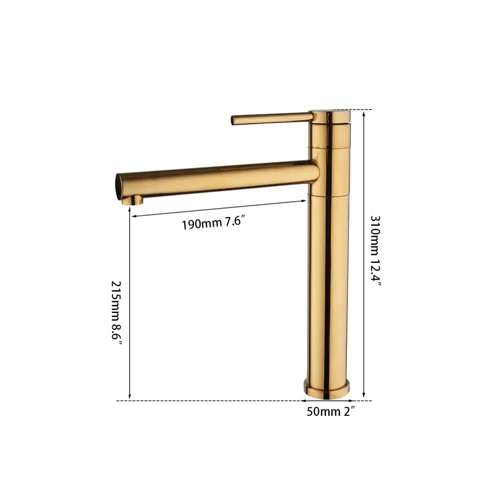 Modern gold and chrome single handle basin faucet with sleek cylindrical design decorbites gold plated bathroom mixer