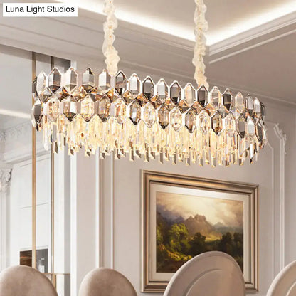 Elegant decorbites modern gold circle suspension pendant light with clear crystal prisms and twisted cream cords