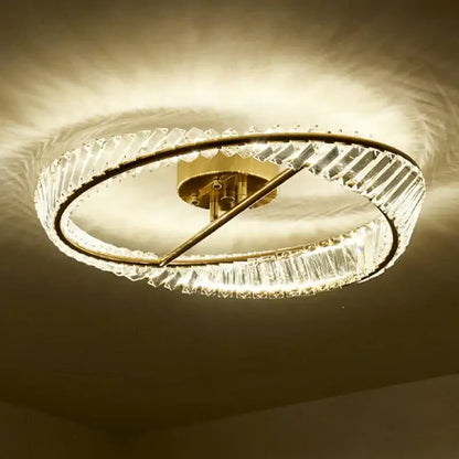 Modern gold circular crystal led ceiling light with faceted clear crystals for dining room decorbites crystal led lighting