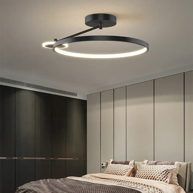 Modern black circular led ceiling lamp with sleek minimalist design and integrated led ring for bedroom decorbites circular led