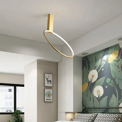 Modern gold circular led ceiling light with sleek minimalist design and 360 degree rotation for bedroom decorbites circular led