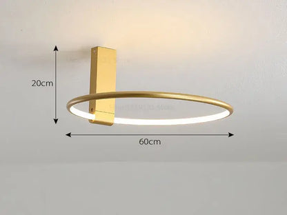 Modern gold circular led ceiling light with sleek illuminated ring and 360 degree rotation for bedroom decorbites circular led