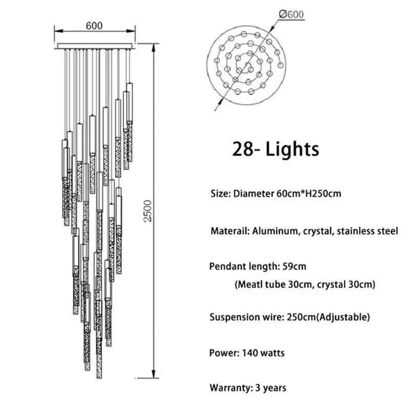 Modern gold and clear decorbites crystal led chandelier with 28 lights and aluminum frame for living room lighting
