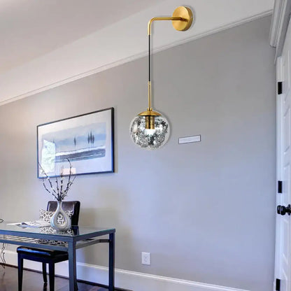 Modern gold wall light with clear crackled glass shade perfect for bedroom flower deco cloth decoration