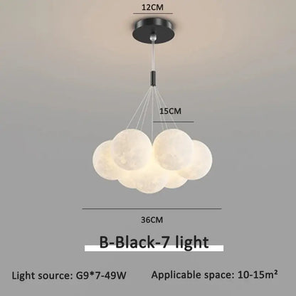 Modern gold cloud bubble ball led pendant lights with seven frosted white bulbs for dining room decorbites pendant lights