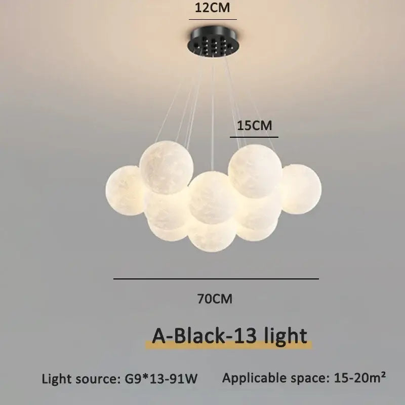 Modern gold cloud bubble ball led pendant lights with frosted white globes and black mount for dining room decorbites bubble ball