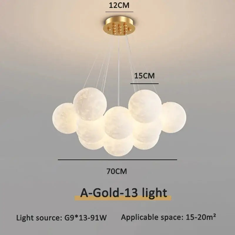 Modern gold cloud bubble ball pendant lights with 13 frosted white spherical bulbs for dining room decorbites bubble ball led