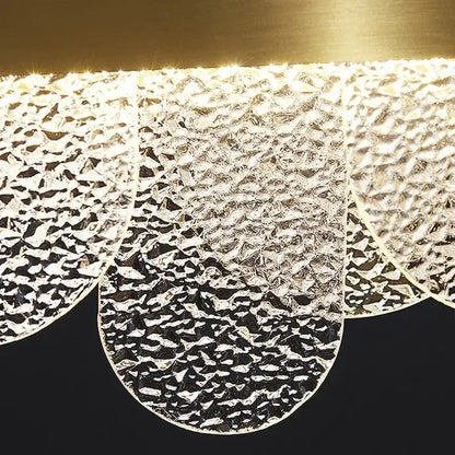 Modern gold cloud crystal led chandelier with textured glass panels and hammered finish for living room decorbites crystal led lighting