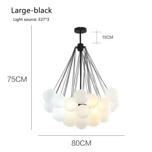 Black metal ball led chandelier with multiple frosted glass globe shades for modern decorbites glass ball lighting