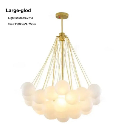 Modern gold cloud glass ball led chandelier featuring frosted glass spheres suspended by thin metallic cords for dining room decorbites glass ball ball led chandelier