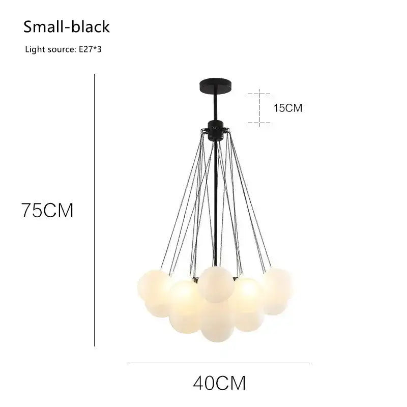 Black modern gold cloud glass ball led chandelier with frosted glass globes suspended by thin cords for dining room decorbites glass ball