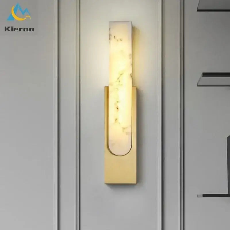 Modern gold cloud stone led wall light featuring a rectangular translucent marble-like panel emitting warm light for decorbites cloud stone decor