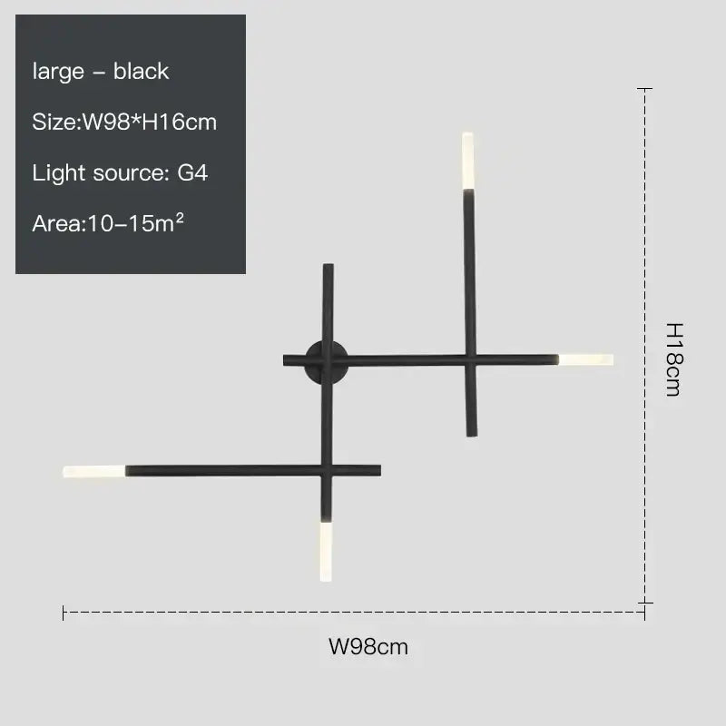Modern gold cross-shaped wall lamp with black four-arm g4 light sconce for stylish living room decorbites wall lamp
