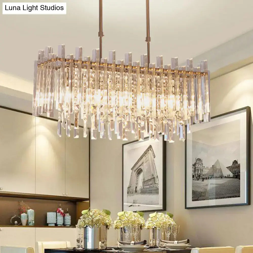 Modern gold crystal 5 light fixture with clear crystal prisms and brass frame for dining room 220v-240v use