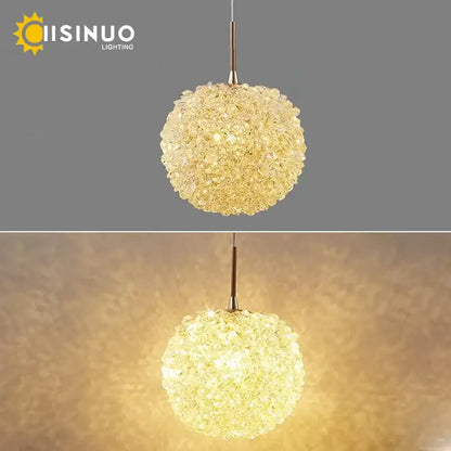 Modern gold crystal ball pendant light featuring clear crystal beads for elegant bedroom decorbites crystal ball chandelier