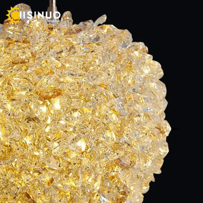 Modern gold crystal ball pendant light featuring a textured faceted design for elegant bedroom decorbites crystal ball decor