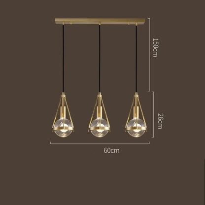 Modern gold crystal ball pendant light with three spherical glass bulbs suspended by black cords for dining room decorbites crystal ball pendant