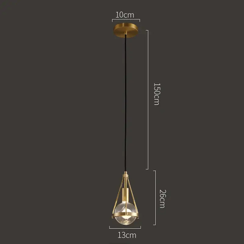 Modern gold crystal ball pendant light with brass frame and spherical glass bulb for dining room decorbites crystal ball pendant