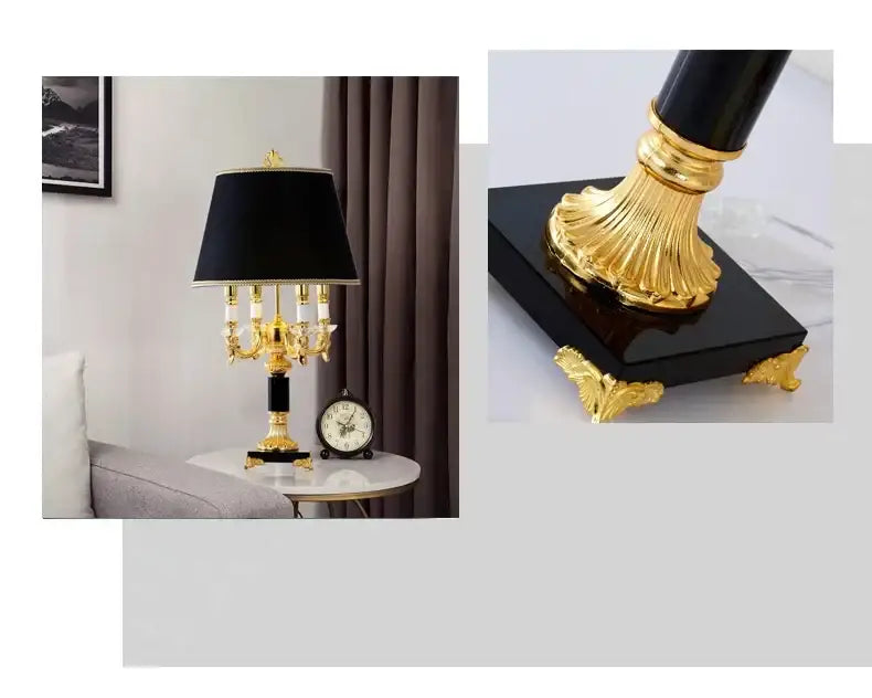 Elegant black table lamp with gold ornate details and crystal accents for modern decorbites crystal black bedroom lighting