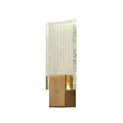 Modern gold crystal brass led wall lamp with sparkling translucent ribbed glass panels for luxury living room decorbites decor