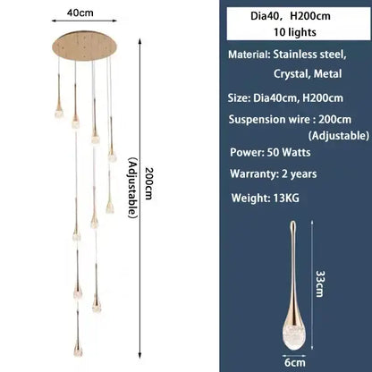 Modern gold crystal bubble chandelier living room pendant light with circular stainless steel top and teardrop crystals decorbites crystal bubble