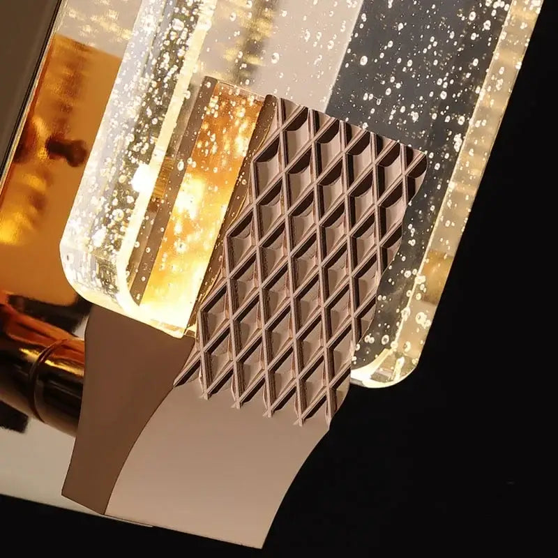 Modern gold crystal bubble wall lights with clear acrylic body, golden liquid, and metallic grid for living room decorbites crystal bubble