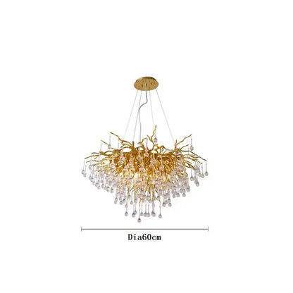 Modern gold crystal ceiling chandelier with intricate branch design and clear crystal droplets for decorbites crystal ceiling decor
