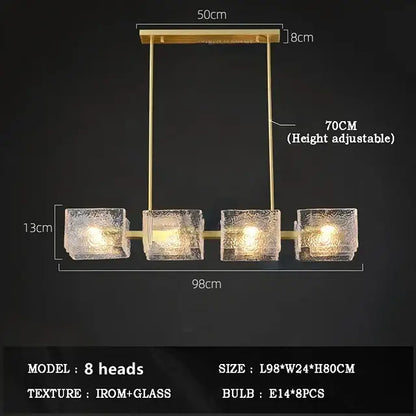 Modern gold crystal ceiling chandelier with four frosted glass cube lights in gold-toned metal frame decorbites crystal ceiling
