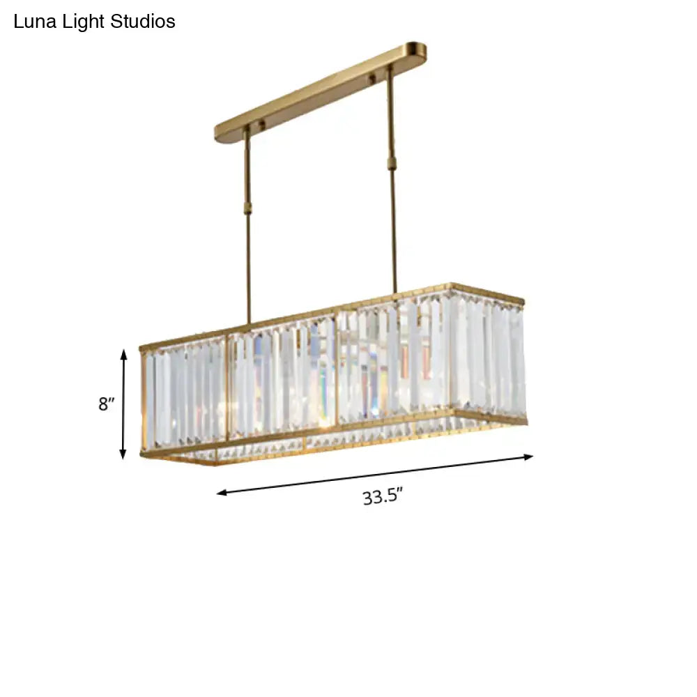 DecorBites modern gold-toned 3-light crystal chandelier with clear vertical rods for dining room 110v-120v use
