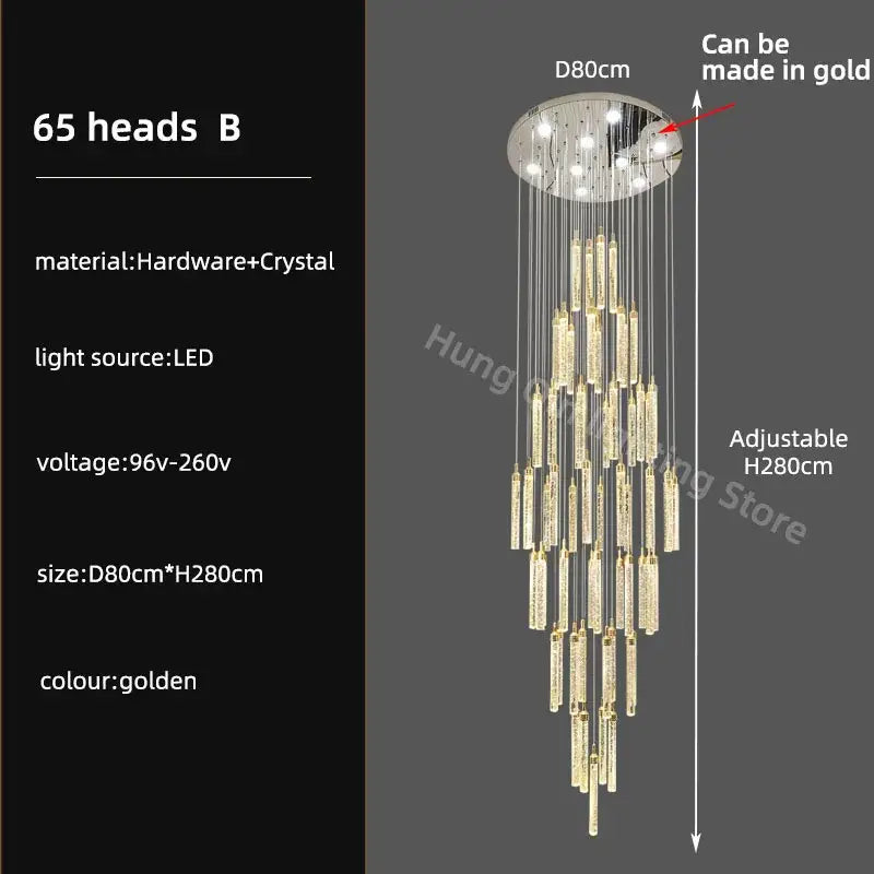 Modern gold crystal chandelier dining room luxury pendant light with 65 crystal-encrusted heads by decorbites crystal chandelier